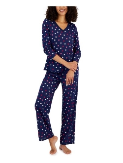 Women's Cotton Long-Sleeve Lace-Trim Pajamas Set, Created for Macy's