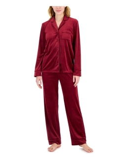 I.N.C. INTERNATIONAL CONCEPTS Women's Velour Notch Collar Packaged Pajama Set, Created for Macy's