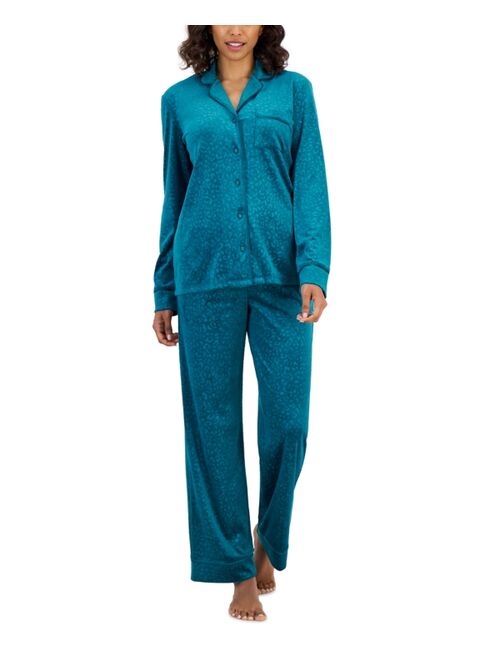 I.N.C. INTERNATIONAL CONCEPTS Women's Velour Notch Collar Packaged Pajama Set, Created for Macy's