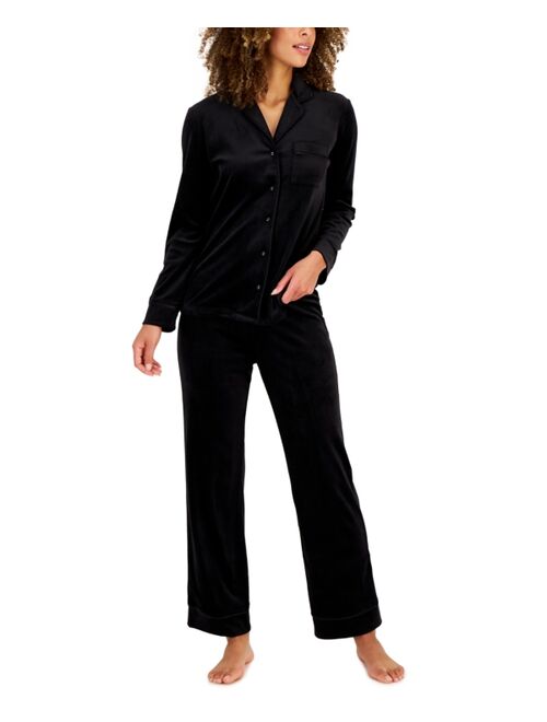 I.N.C. INTERNATIONAL CONCEPTS Women's Velour Notch Collar Packaged Pajama Set, Created for Macy's