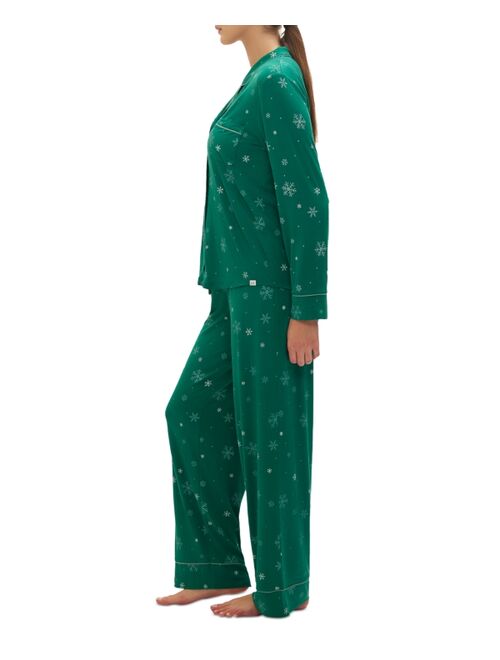 GapBody Women's 2-Pc. Notched-Collar Long-Sleeve Pajamas Set