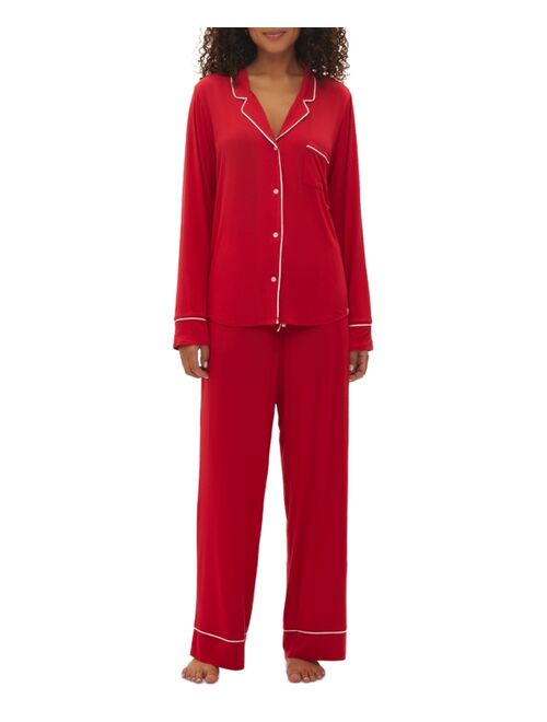 GapBody Women's 2-Pc. Notched-Collar Long-Sleeve Pajamas Set