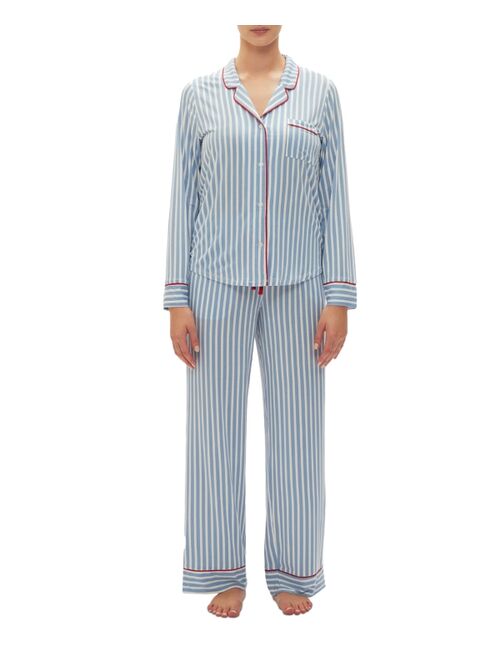 GapBody Women's 2-Pc. Notched-Collar Long-Sleeve Pajamas Set