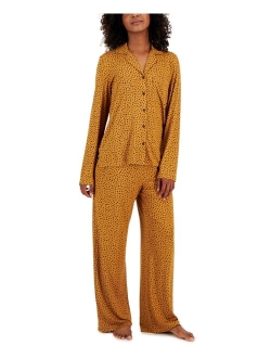 JENNI Women's Supersoft Notched-Collar Pajamas Set, Created for Macy's