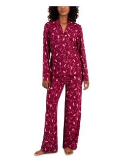 JENNI Women's Supersoft Notched-Collar Pajamas Set, Created for Macy's