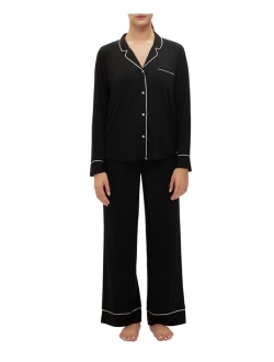 GapBody Women's 2-Pc. Notched-Collar Long-Sleeve Pajamas Set