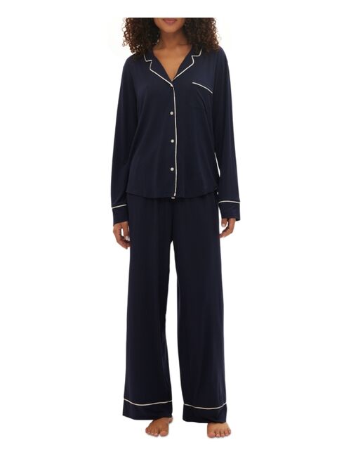 GapBody Women's 2-Pc. Notched-Collar Long-Sleeve Pajamas Set