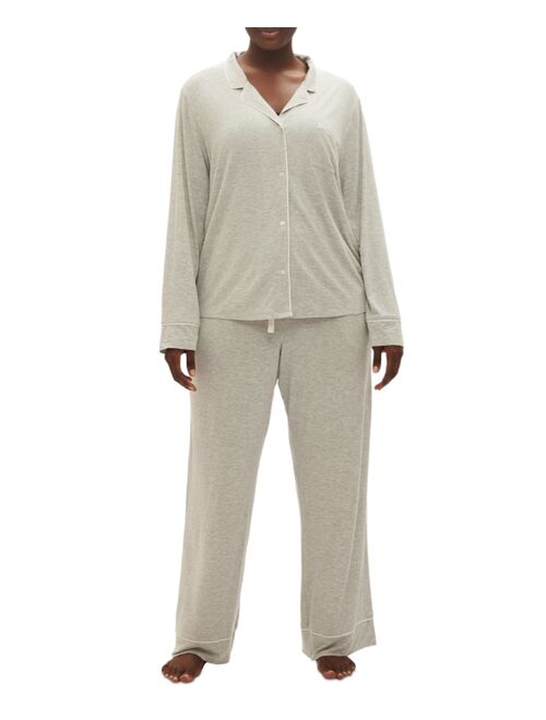 GapBody Women's 2-Pc. Notched-Collar Long-Sleeve Pajamas Set