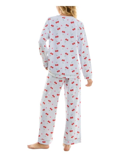 ROUDELAIN Women's 2-Pc. Printed Butter Knit Pajamas Set