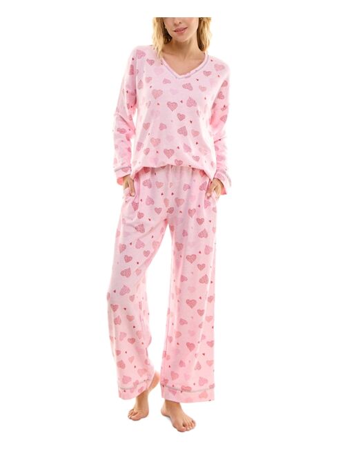 ROUDELAIN Women's 2-Pc. Printed Butter Knit Pajamas Set