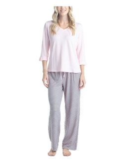 Women's 3/4 Sleeve Top & Boot-Cut Pajama Pants Set