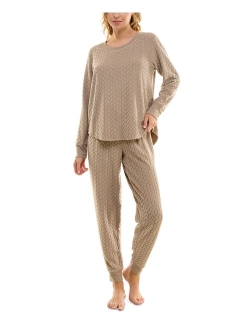 ROUDELAIN Women's Cloud Dancer 2-Pc. Cable-Knit Pajamas Set