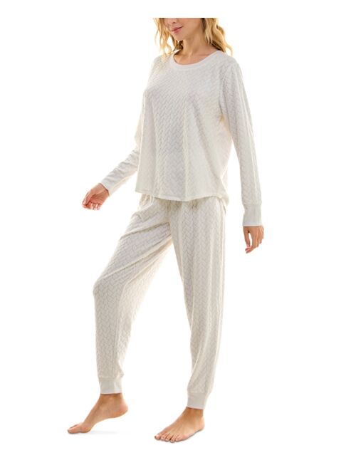 ROUDELAIN Women's Cloud Dancer 2-Pc. Cable-Knit Pajamas Set