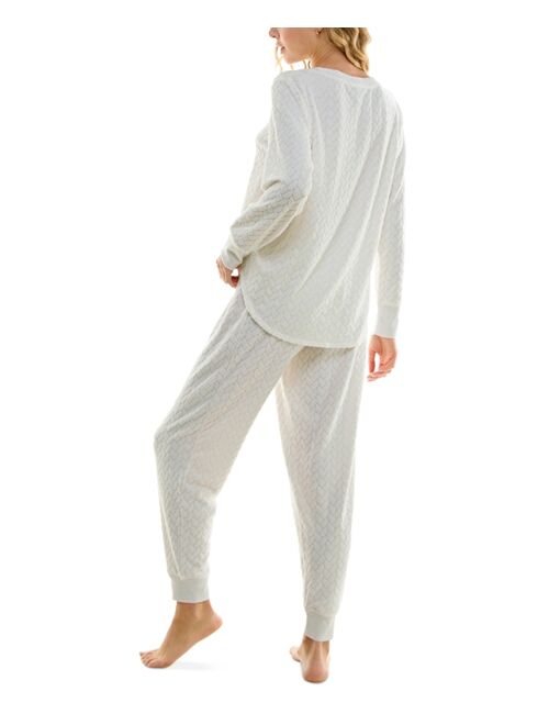 ROUDELAIN Women's Cloud Dancer 2-Pc. Cable-Knit Pajamas Set