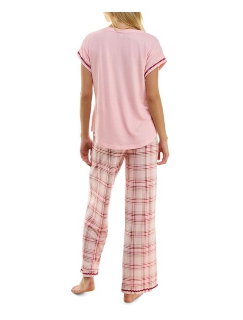 ROUDELAIN Women's 2-Pc. Short-Sleeve Printed Pajamas Set