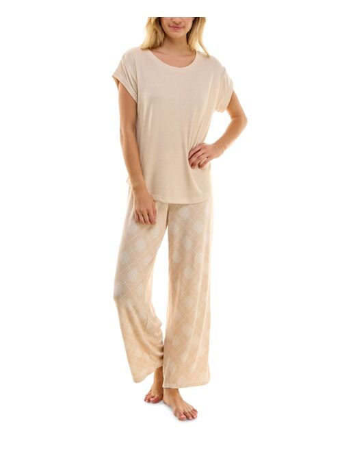 ROUDELAIN Women's 2-Pc. Short-Sleeve Printed Pajamas Set