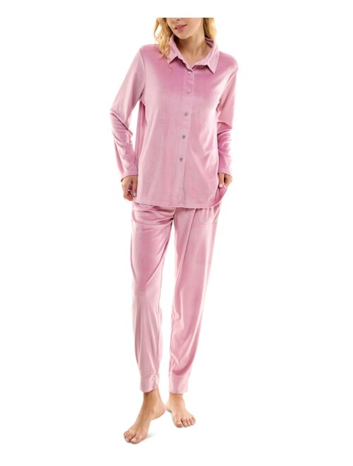 ROUDELAIN Women's 2-Pc. Ribbed Velour Jogger Pajamas Set
