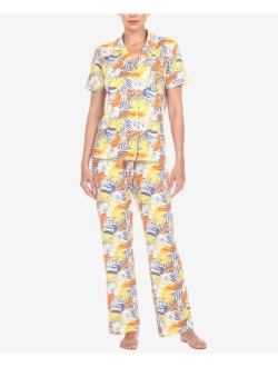 Women's 2 Piece Tropical Print Pajama Set