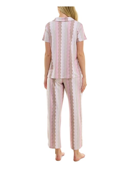 ROUDELAIN Women's 2-Pc. Printed Notched-Collar Pajamas Set