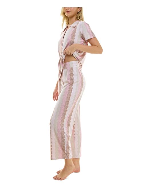 ROUDELAIN Women's 2-Pc. Printed Notched-Collar Pajamas Set