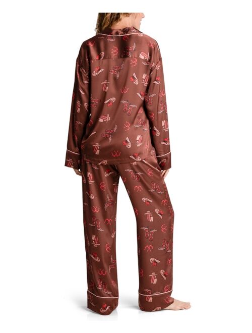 MIDNIGHT BAKERY Women's Lingerie Carmella Satin 2 Piece Pajama Set