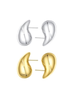 Ascona 25/32/47mm Chunky Gold Hoop Earrings for Women | Lightweight Tear Drop Earrings | Gold Drop Earrings for Women