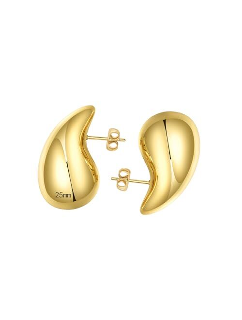 Ascona 25/32/47mm Chunky Gold Hoop Earrings for Women | Lightweight Tear Drop Earrings | Gold Drop Earrings for Women