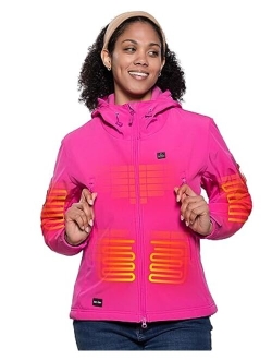 DEWBU Heated Jacket for Women with 12V Battery Pack Winter Outdoor Soft Shell Electric Heating Coat