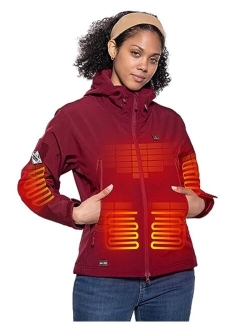 DEWBU Heated Jacket for Women with 12V Battery Pack Winter Outdoor Soft Shell Electric Heating Coat