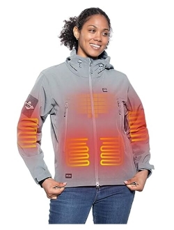 DEWBU Heated Jacket for Women with 12V Battery Pack Winter Outdoor Soft Shell Electric Heating Coat