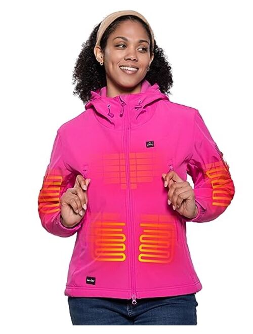 DEWBU Heated Jacket for Women with 12V Battery Pack Winter Outdoor Soft Shell Electric Heating Coat