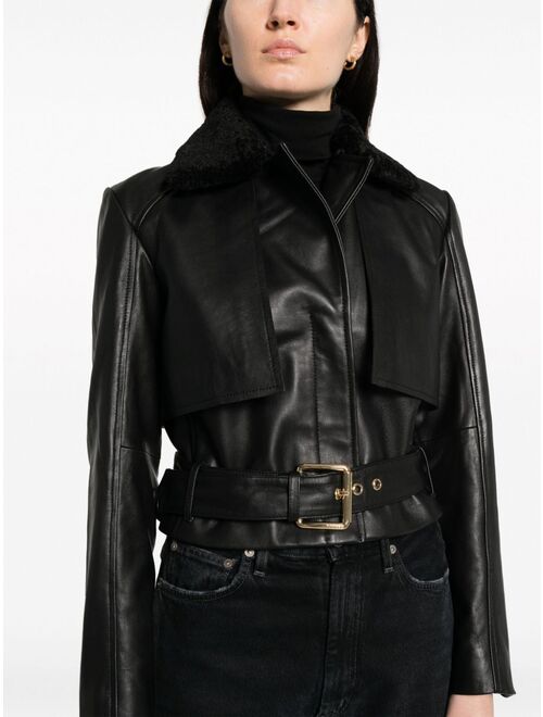 PINKO faux-leather belted jacket