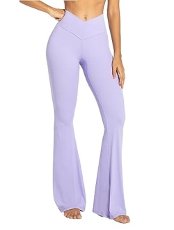 Flare Leggings, Crossover Yoga Pants with Tummy Control, High-Waisted and Wide Leg