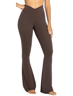 Flare Leggings, Crossover Yoga Pants with Tummy Control, High-Waisted and Wide Leg