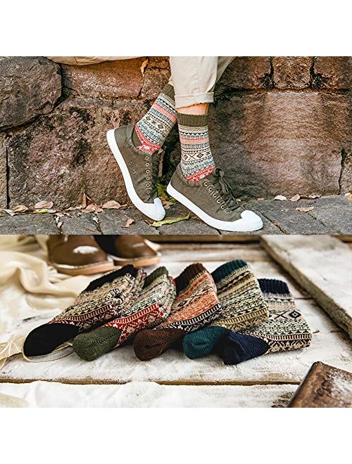 Senker Fashion 5 Pack Womens Wool Socks Winter Warm Socks Thick Knit Cabin Cozy Crew Soft Socks Gifts for Women