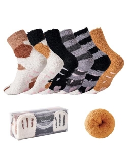 Bulinlulu Fuzzy Socks for Women with Grips,Warm Fuzzy Socks Sleep Cozy socks Winter Soft Fluffy Socks for Women's day Gift