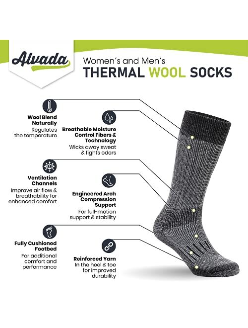 Alvada Warm Thermal Wool Socks for Winter Moisture Wicking and Breathable Cozy Boot Socks