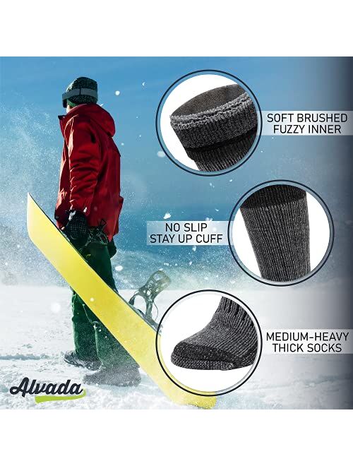 Alvada Warm Thermal Wool Socks for Winter Moisture Wicking and Breathable Cozy Boot Socks