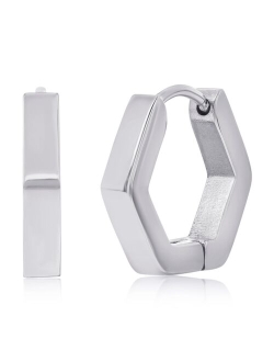 Metallo Stainless Steel Hexagon Hoop Earrings