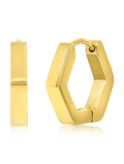 Metallo Stainless Steel Hexagon Hoop Earrings