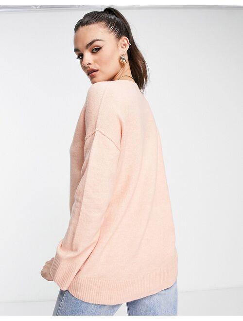 M Lounge slouchy v neck sweater in rose blush