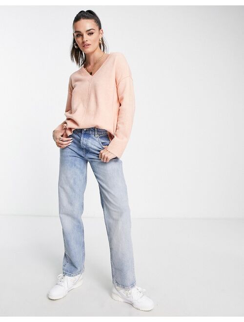 M Lounge slouchy v neck sweater in rose blush