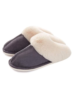 Donpapa Womens Slipper Memory Foam Fluffy Soft Warm Slip On House Slippers,Anti-Skid Cozy Plush for Indoor Outdoor