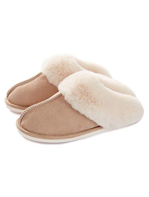 Donpapa Womens Slipper Memory Foam Fluffy Soft Warm Slip On House Slippers,Anti-Skid Cozy Plush for Indoor Outdoor