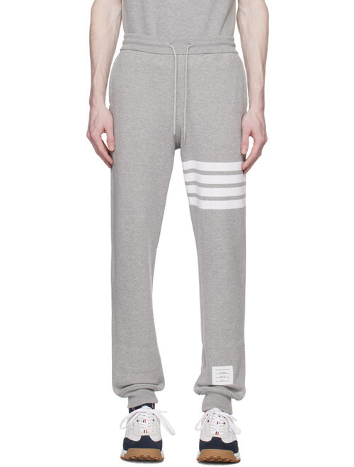 THOM BROWNE Gray 4-Bar Sweatpants