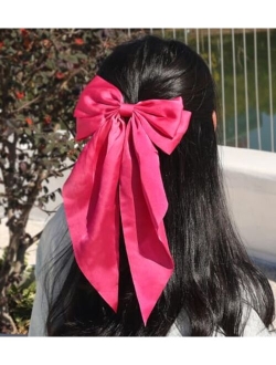 Furling Pompoms Bow Hair Clips with Long Tail 2pcs Hair Ribbon