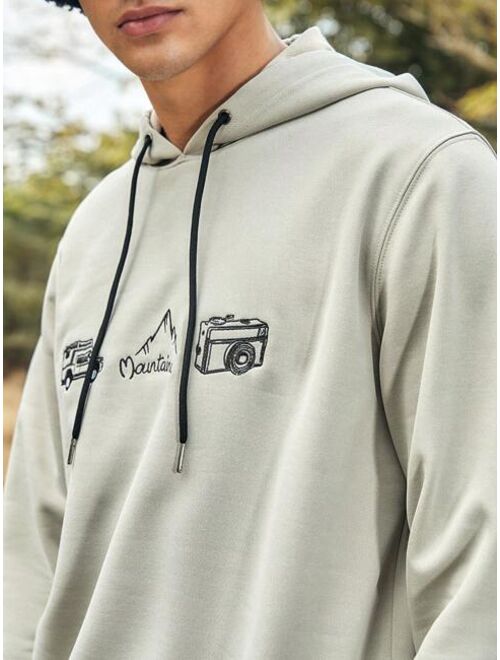 In My Nature Men's Car Camera Embroidered Drawstring Hooded Outdoor Sweatshirt