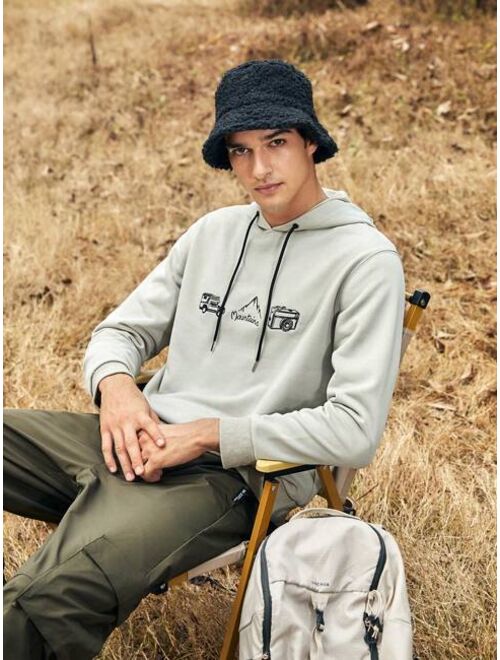 In My Nature Men's Car Camera Embroidered Drawstring Hooded Outdoor Sweatshirt