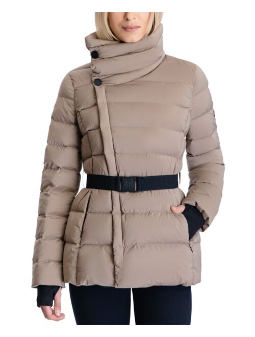 MICHAEL MICHAEL KORS Women's Stretch Asymmetrical Belted Down Puffer Coat