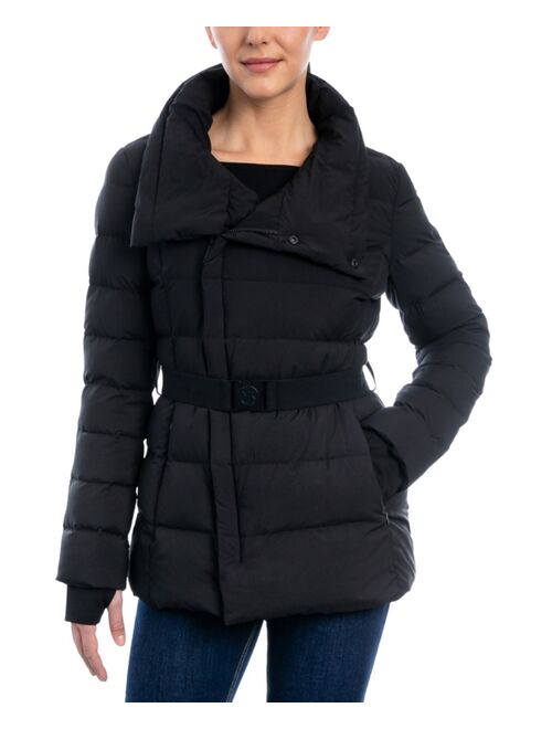 MICHAEL MICHAEL KORS Women's Stretch Asymmetrical Belted Down Puffer Coat